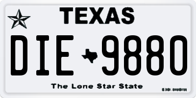 TX license plate DIE9880