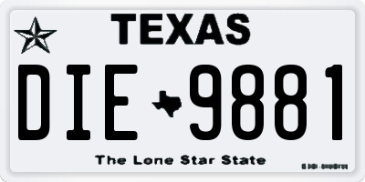 TX license plate DIE9881