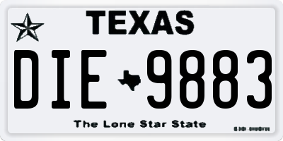 TX license plate DIE9883