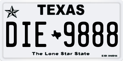 TX license plate DIE9888