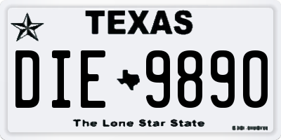 TX license plate DIE9890