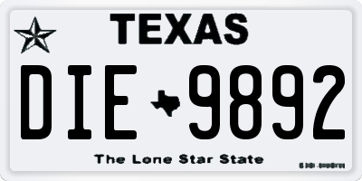 TX license plate DIE9892