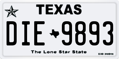 TX license plate DIE9893