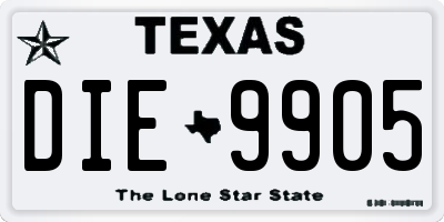 TX license plate DIE9905