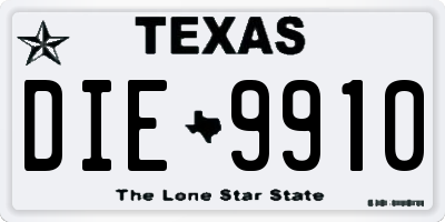 TX license plate DIE9910