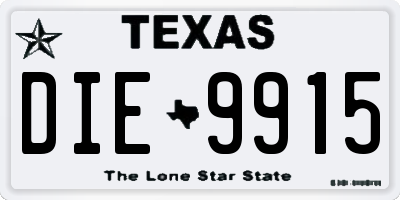 TX license plate DIE9915