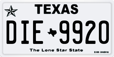 TX license plate DIE9920