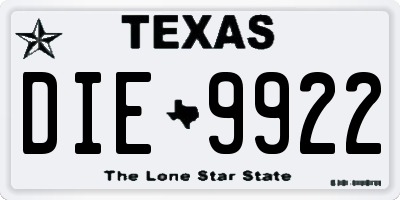 TX license plate DIE9922