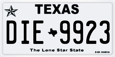 TX license plate DIE9923