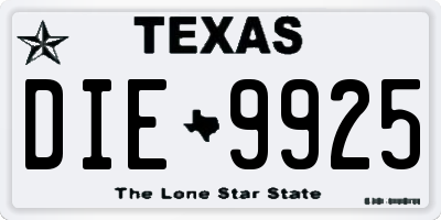 TX license plate DIE9925