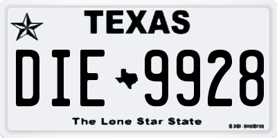TX license plate DIE9928
