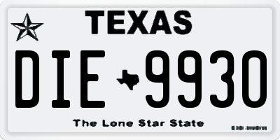 TX license plate DIE9930
