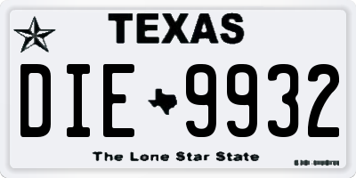 TX license plate DIE9932
