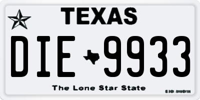 TX license plate DIE9933