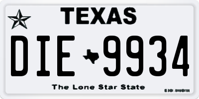 TX license plate DIE9934