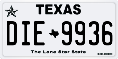 TX license plate DIE9936