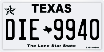 TX license plate DIE9940