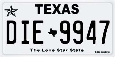 TX license plate DIE9947