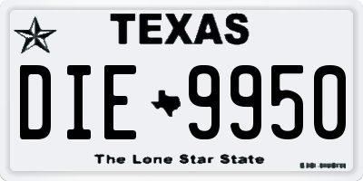 TX license plate DIE9950