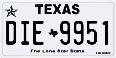 TX license plate DIE9951