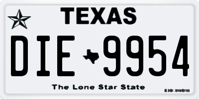TX license plate DIE9954