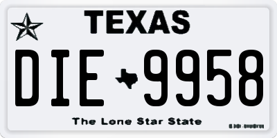 TX license plate DIE9958
