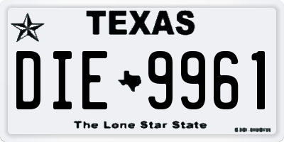 TX license plate DIE9961