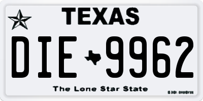 TX license plate DIE9962