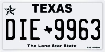 TX license plate DIE9963