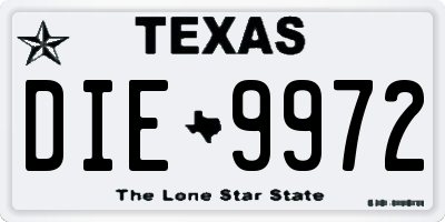 TX license plate DIE9972