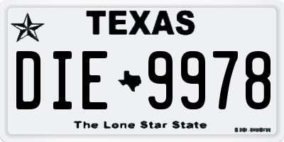 TX license plate DIE9978