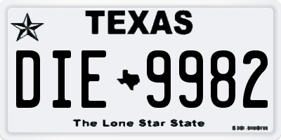 TX license plate DIE9982