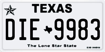 TX license plate DIE9983