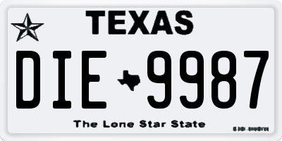 TX license plate DIE9987