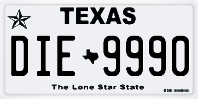 TX license plate DIE9990