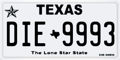 TX license plate DIE9993