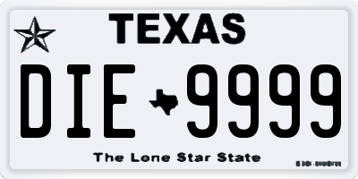TX license plate DIE9999
