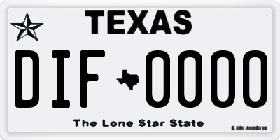 TX license plate DIF0000
