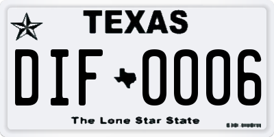TX license plate DIF0006