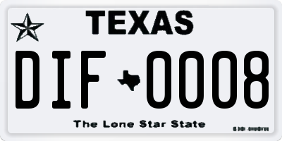 TX license plate DIF0008