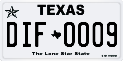 TX license plate DIF0009