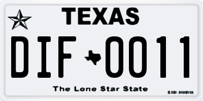 TX license plate DIF0011