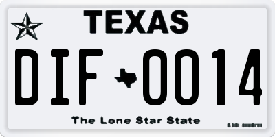 TX license plate DIF0014