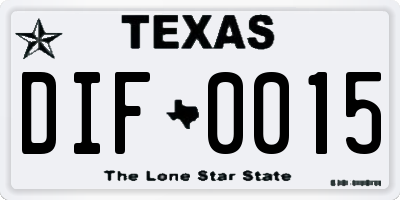 TX license plate DIF0015