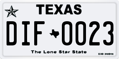 TX license plate DIF0023