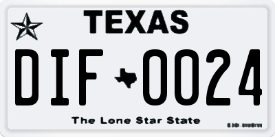 TX license plate DIF0024