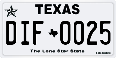 TX license plate DIF0025