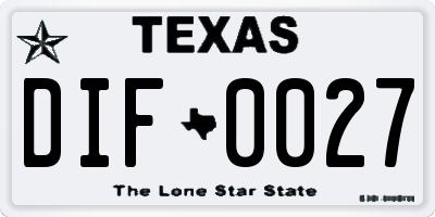 TX license plate DIF0027