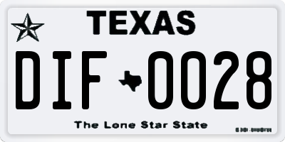 TX license plate DIF0028