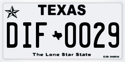 TX license plate DIF0029